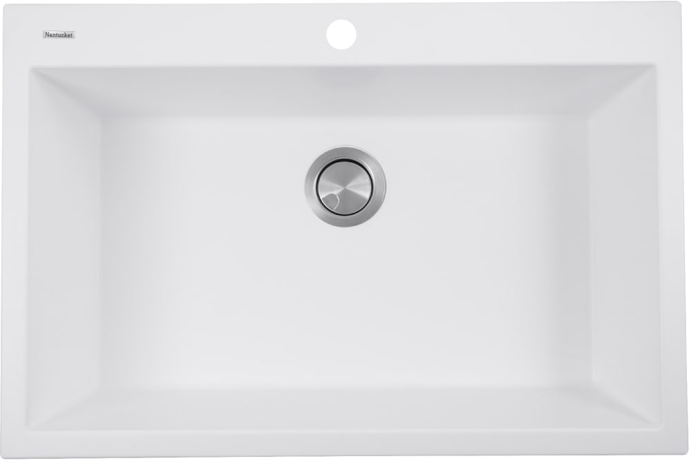 Nantucket Sinks Pr3322dmw 33 Inch Dual Mount Granite Composite Nantucket Sinks Plymouth Collection Pr3322dmw White Top View