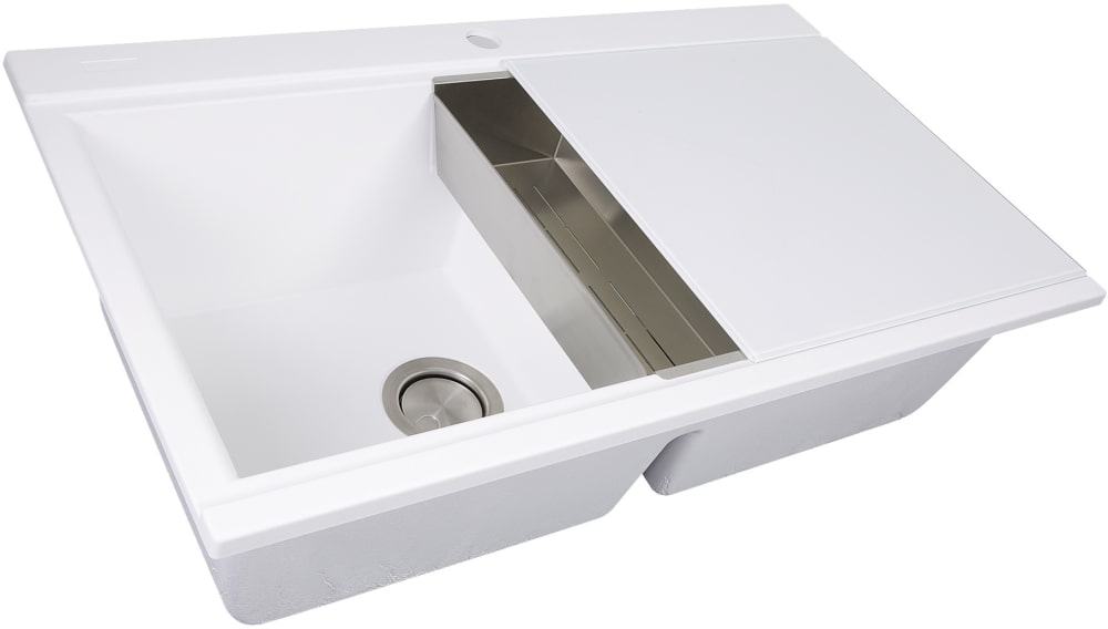 Nantucket Sinks PR3420PSW 34 Inch Top Mount Double Bowl Kitchen