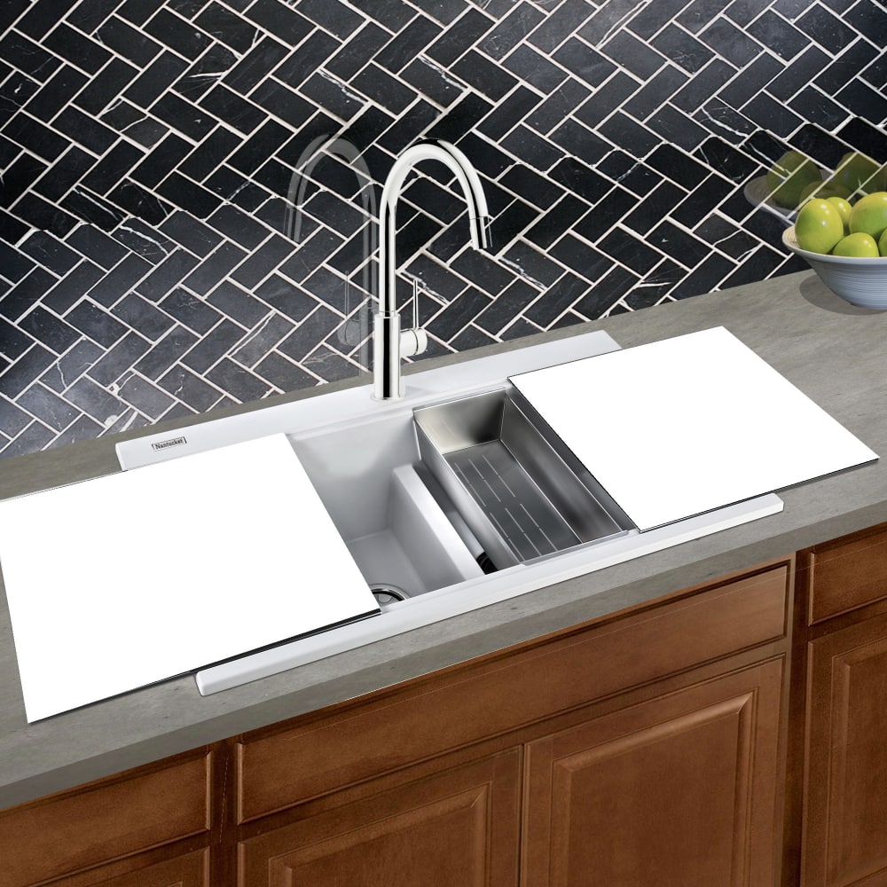 Nantucket Sinks PR3420PSW 34 Inch Top Mount Double Bowl Kitchen