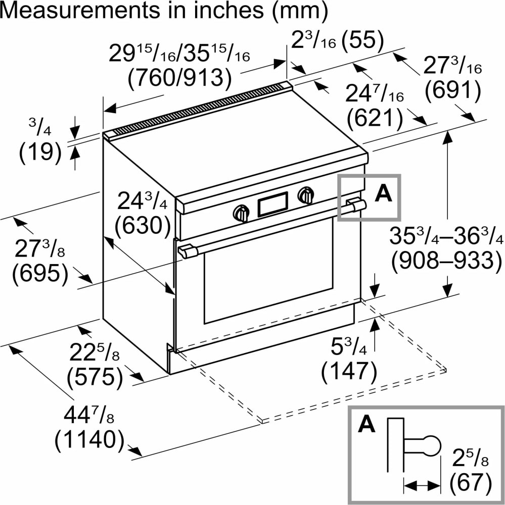Thermador PRI36LBHU 36 Inch Freestanding Induction Smart Range with 5