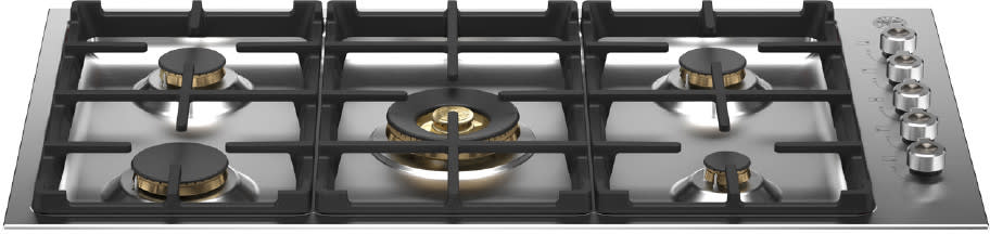 Bertazzoni Prof365qbxt 36 Inch Gas Cooktop With 5 Sealed Brass Burners Continuous Cast Iron Grates Power Burner Dual Ring Flame Simmer Burner Fail Safe Thermocouple Technology Solid Metal Control Knobs And Cga Csa Certified