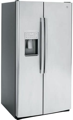 GE PSS28KYHFS 36 Inch Side-by-Side Refrigerator with 28.2 cu. ft. Capacity, 4 Glass Spillproof Shelves, Gallon Door Storage, Fresh Food Multi-Level Drawers, Advanced Water Filtration, and ENERGY STAR® Qualified