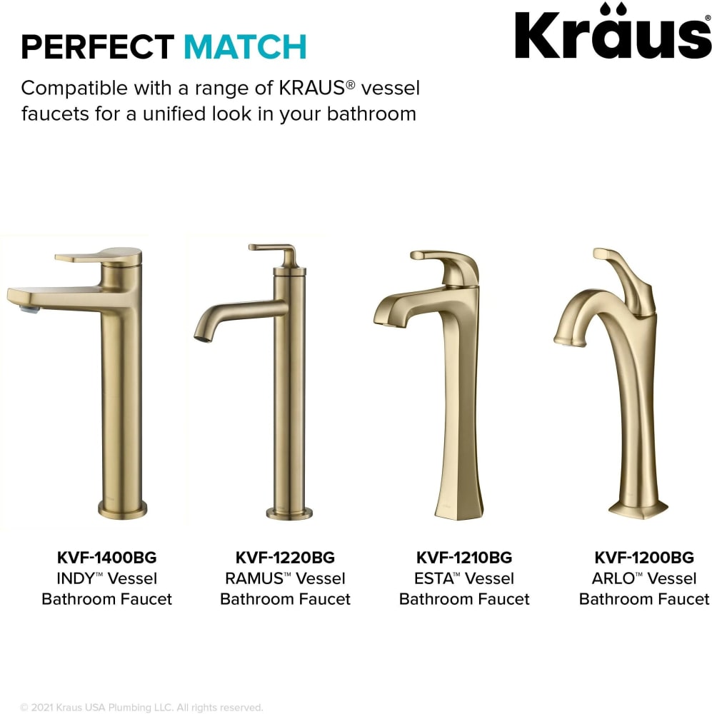 Kraus PUL10BG Pop Up Drain for Bathroom Sink with Extended Thread, LeakFree Design, Durable