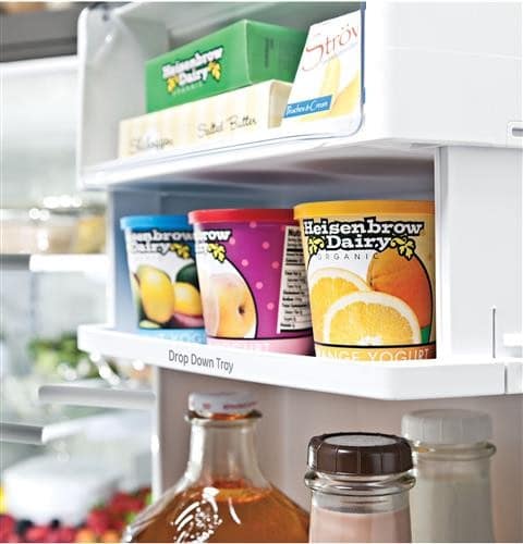 GE PWE23KELDS 36 Inch Counter Depth French Door Refrigerator with 23.1 Cu. Ft. Capacity TwinChill Turbo Cool Freeze Temperature Controlled Drawer Quick Space Shelf Enhanced Shabbos Mode Capable Intern...