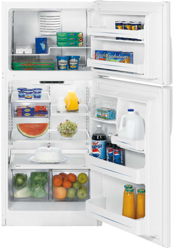 GE GTH18JBRWW 18.0 cu. ft. Top-Freezer Refrigerator with 3 Glass