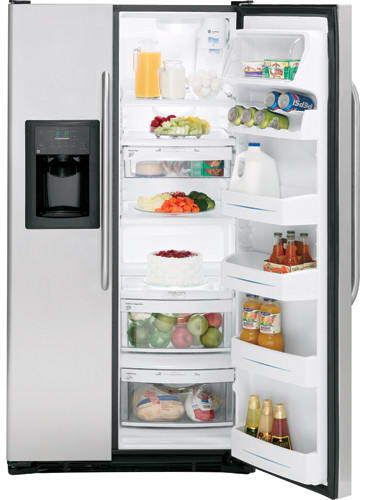 GE GSS25WSTSS 25.4 Cu. Ft. Side by Side Refrigerator with External ...