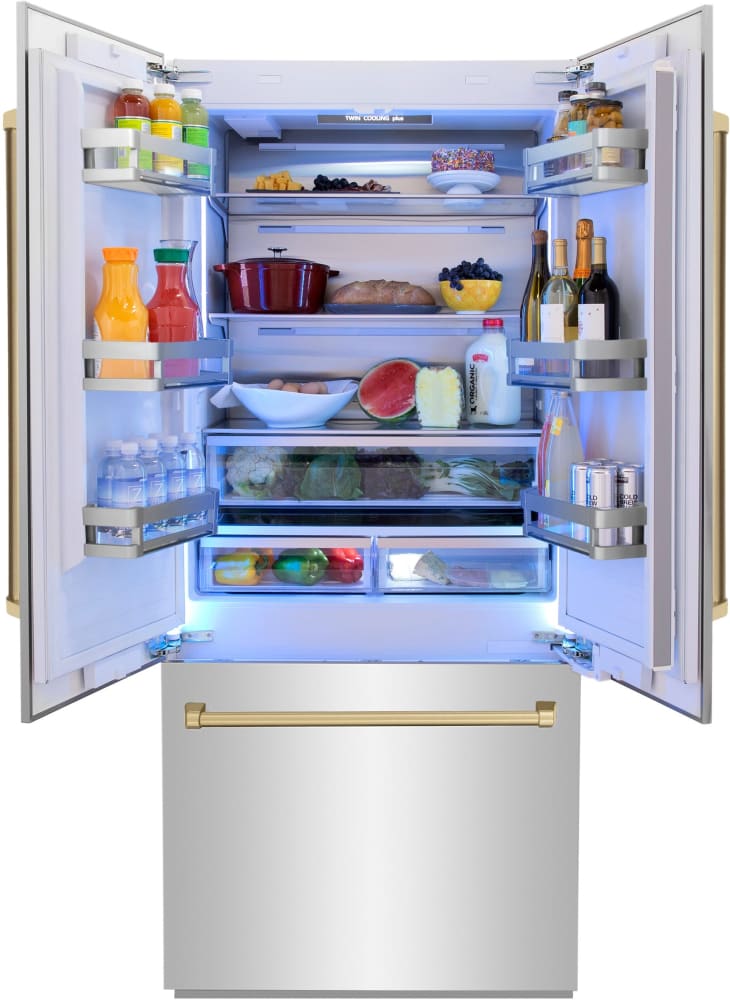 ZLINE RBIVZ30436CB 36 Inch Built-In French Door Refrigerator with