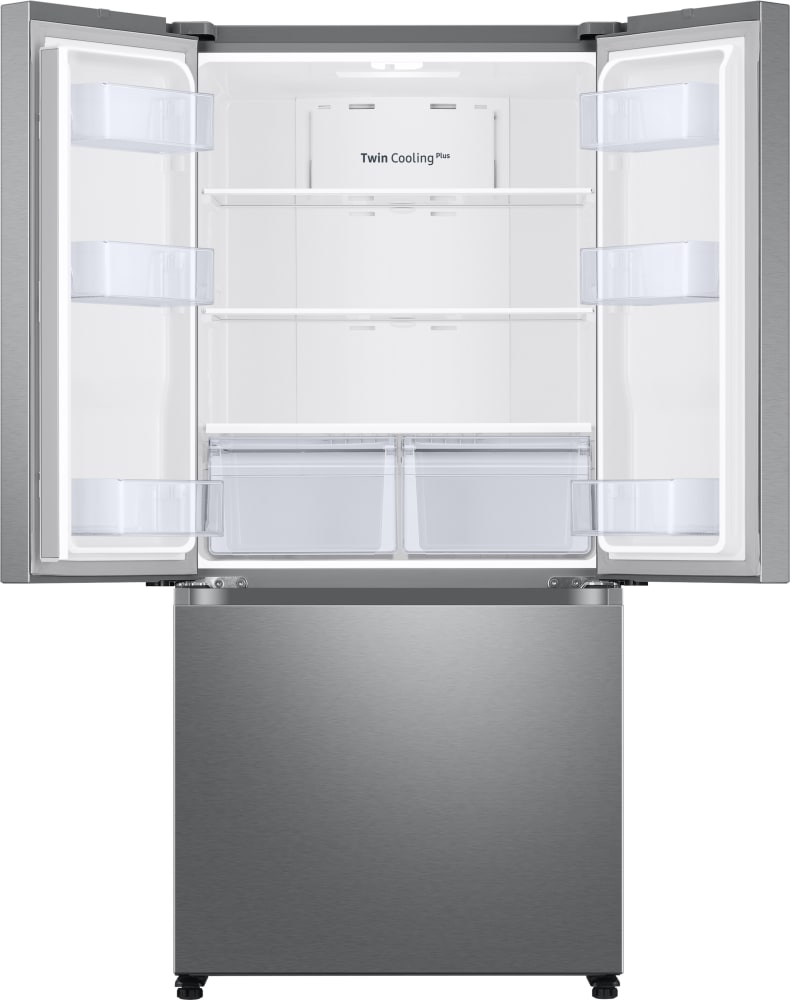 Samsung RF18A5101SR 33 Inch Counter Depth French Door Smart Refrigerator with 17.5 Cu. Ft. Capacity, Power Cool & Freeze, Twin Cooling Plus, Adjustable Shelving, Wi-Fi, Internal Ice Maker, ENERGY STAR Certified, Star-K Certified, and ADA Compliant: Fingerprint Resistant Stainless Steel