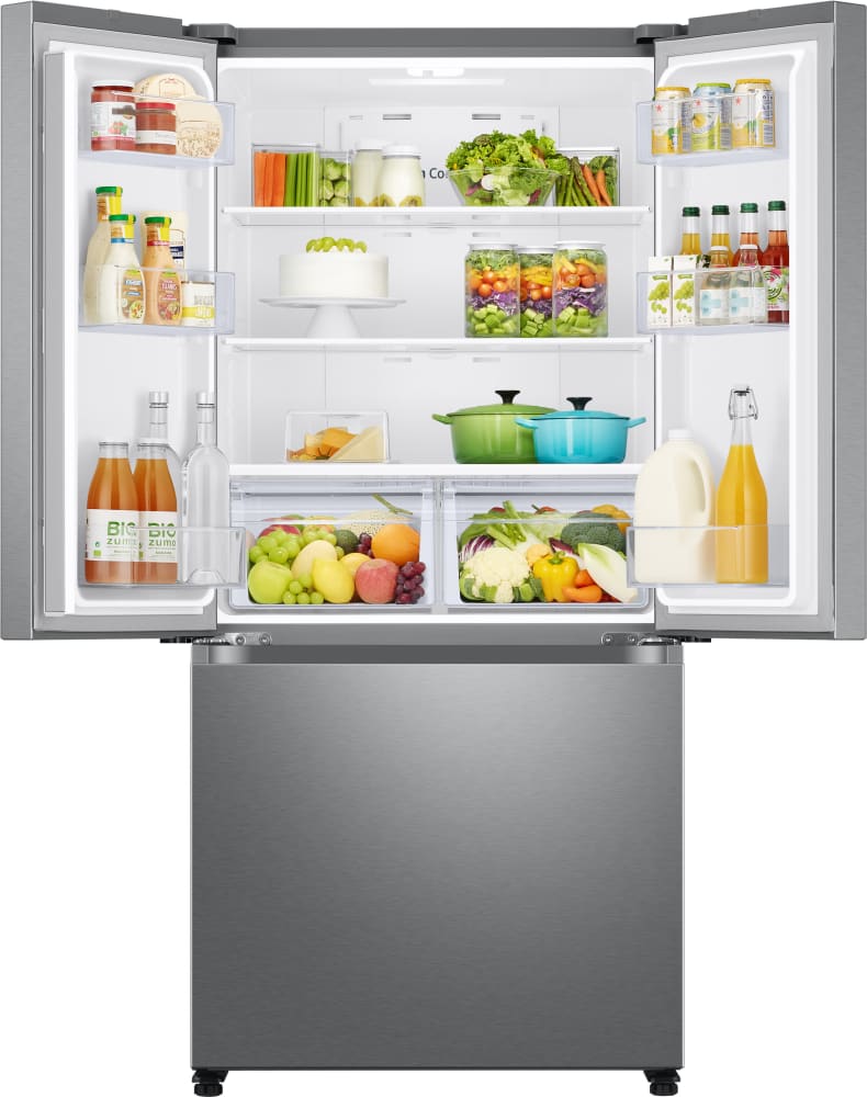 Samsung RF18A5101SR 33 Inch Counter Depth French Door Smart Refrigerator with 17.5 Cu. Ft. Capacity, Power Cool & Freeze, Twin Cooling Plus, Adjustable Shelving, Wi-Fi, Internal Ice Maker, ENERGY STAR Certified, Star-K Certified, and ADA Compliant: Fingerprint Resistant Stainless Steel