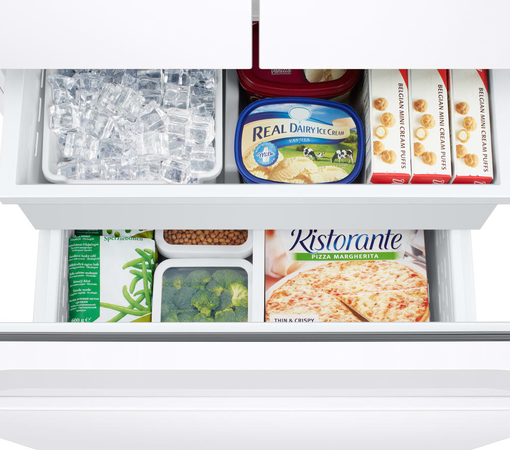 Samsung RF20A5101WW 32 Inch Freestanding Smart French Door Refrigerator with 19.5 cu. ft. Capacity 3 Shelves Gallon Bins Twin Cooling Ice Maker ADA Compliant and ENERGY STAR Fingerprint Resistant Whit...