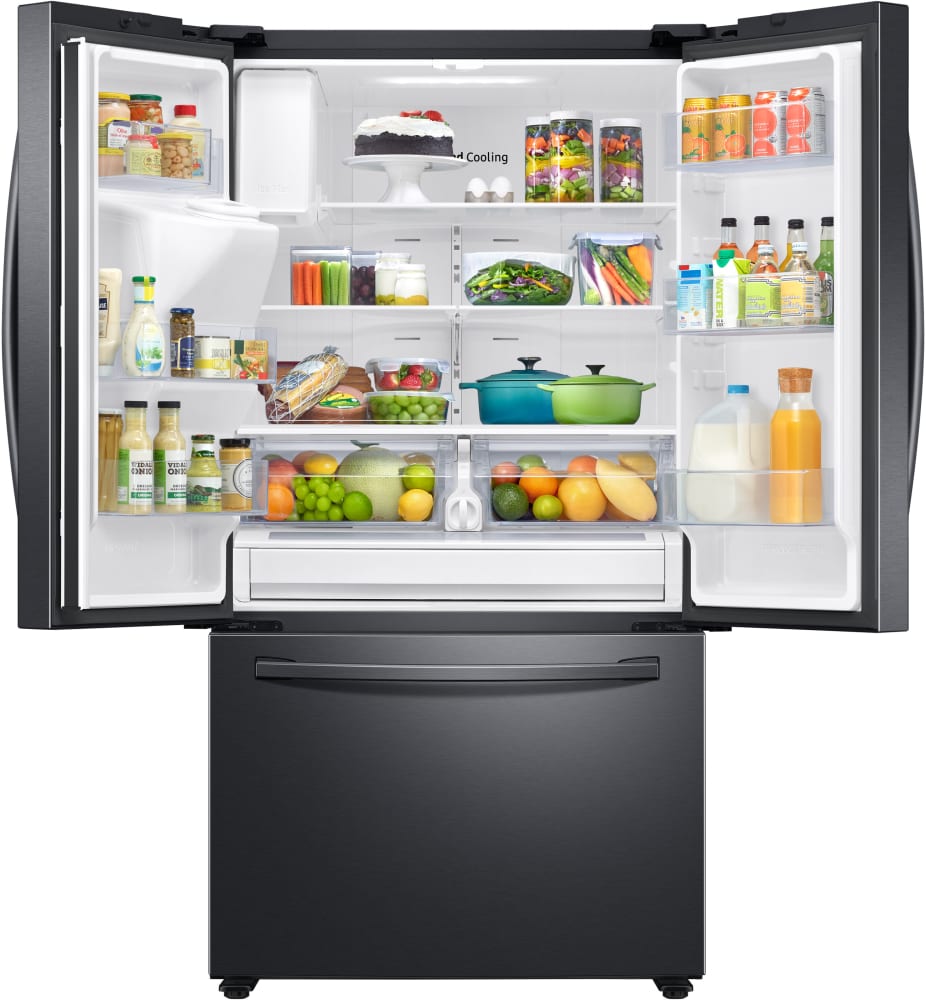 Samsung RF27T5501SG 36 Inch Smart French Door Refrigerator with 26.5 Cu.  Ft. Capacity, Family Hub™ Touch Screen Display, All Around Cooling,  Adjustable Spillproof Shelves, Filtered Water/Ice Dispenser, Interior  Camera, WiFi, Door Alarm