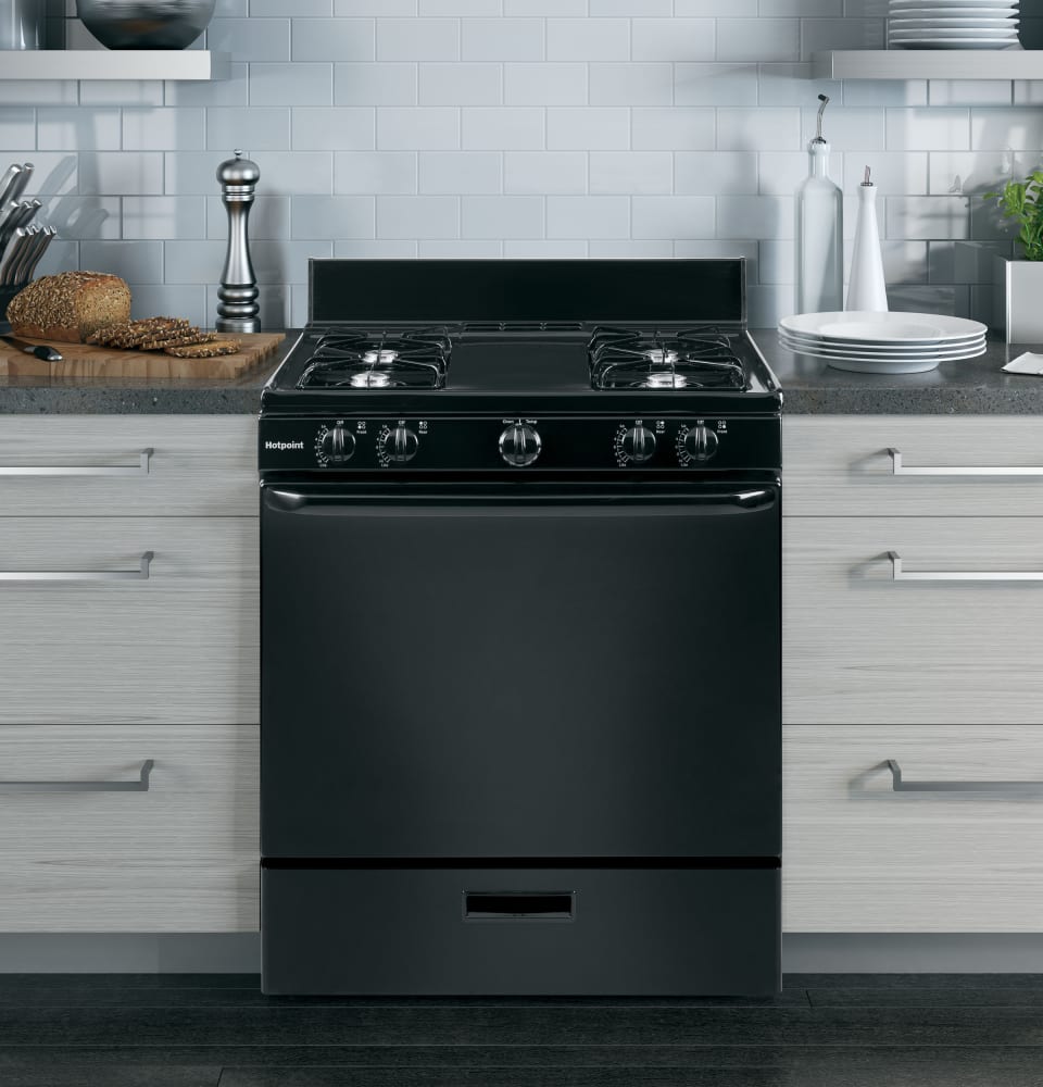 Hotpoint RGBS100DMBB 30 Inch Freestanding Gas Range with 4.8 Cu. Ft