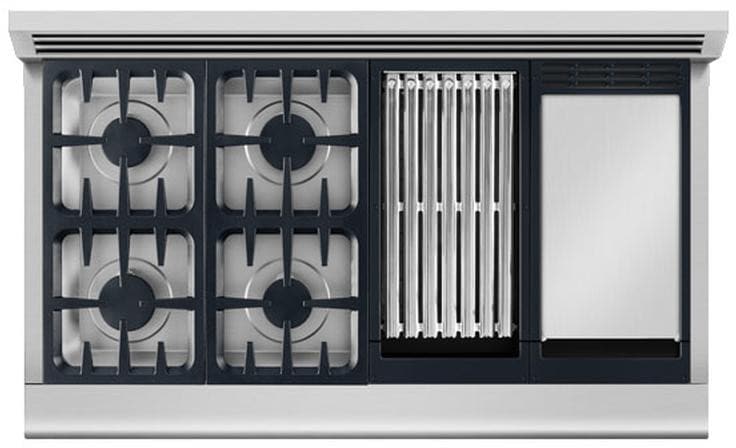 Dcs Rgv484ggl 48 Inch Slide In Gas Range With 4 Sealed Burners Dcs Professional Series Rgv484ggl 48 4 Burner Dual Fuel Range With Side