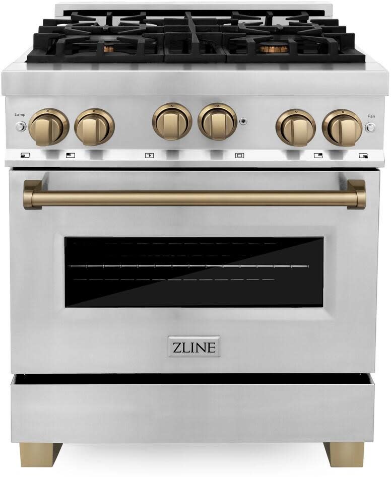 ZLINE RGZ30CB 30 Inch Freestanding Gas Range with 4 Sealed Burners, 4.0