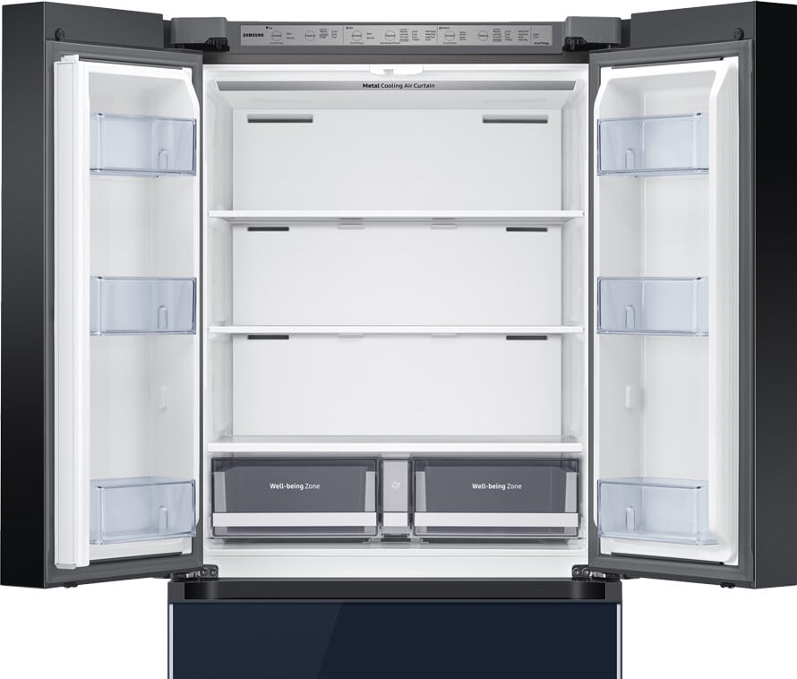 Samsung Kimchi 17.3-cu ft 4-Door Smart French Door Refrigerator (White-navy  Glass) ENERGY STAR at