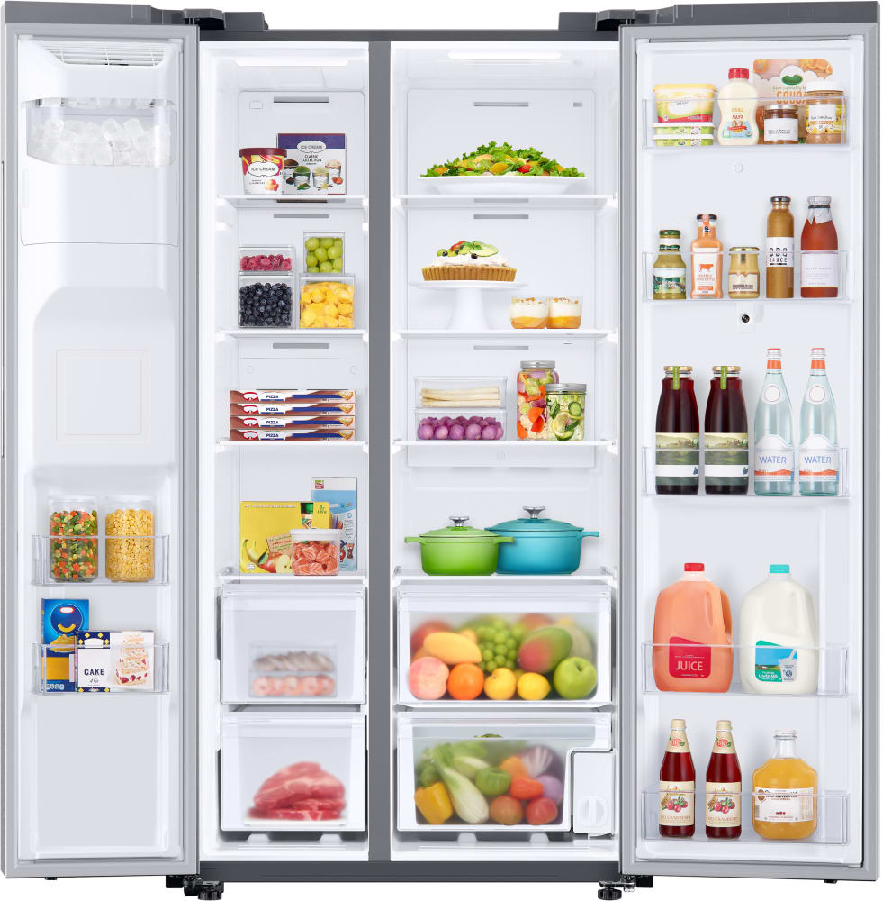 Samsung RS27T5561SR 36 Inch Side by Side Refrigerator with 26.7 Cu. Ft. Capacity, 21.5" Touchscreen Family Hub, WiFi, External Filtered Water/Ice Dispenser, Indoor Ice Maker, Interior Camera, All-Around Cooling, ADA Compliant, and Energy Star Rated: Fingerprint Resistant Stainless Steel