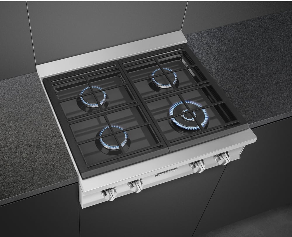Smeg RTU304GX 30 Inch Gas Rangetop with 4 Burners, 18000 BTU Super