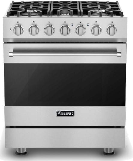 Viking RVDR33025BSS 30 Inch Freestanding Dual Fuel Range with 5 Sealed Burners, 4.7 Cu. Ft. Oven Capacity, Self-Clean, SureSpark™ Ignition System, Rapid Ready™ Preheat, and Vari-Speed Dual Flow™ Convection System: Stainless Steel, Natural Gas