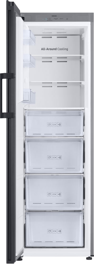 Samsung RZ11T747431 24 Inch BESPOKE Flex Column Refrigerator with 11.4 Cu. Ft. Capacity, Spill-Proof Shelves, Crisper Drawers, Fully Convertible, Modular Design, All Around Cooling, and ENERGY STAR® Rated: Grey Matte (Glass)