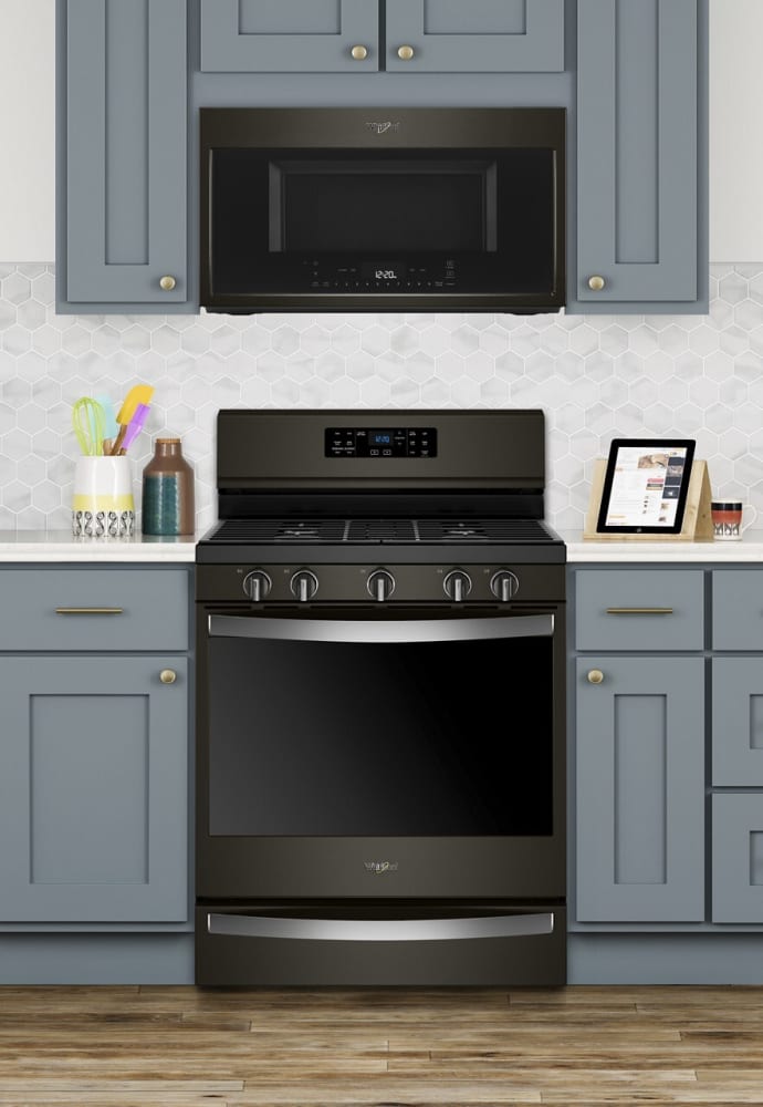 Whirlpool black 2025 stainless gas range