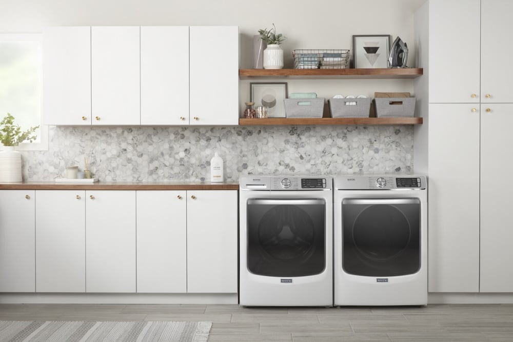 Maytag MAWADRGW86304 Side-by-Side on 10 inch Pedestals Front Load