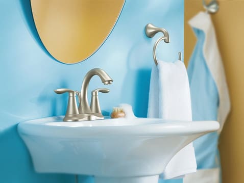Moen 6410BN Double Lever Lavatory Faucet with 4 Inch Reach ...