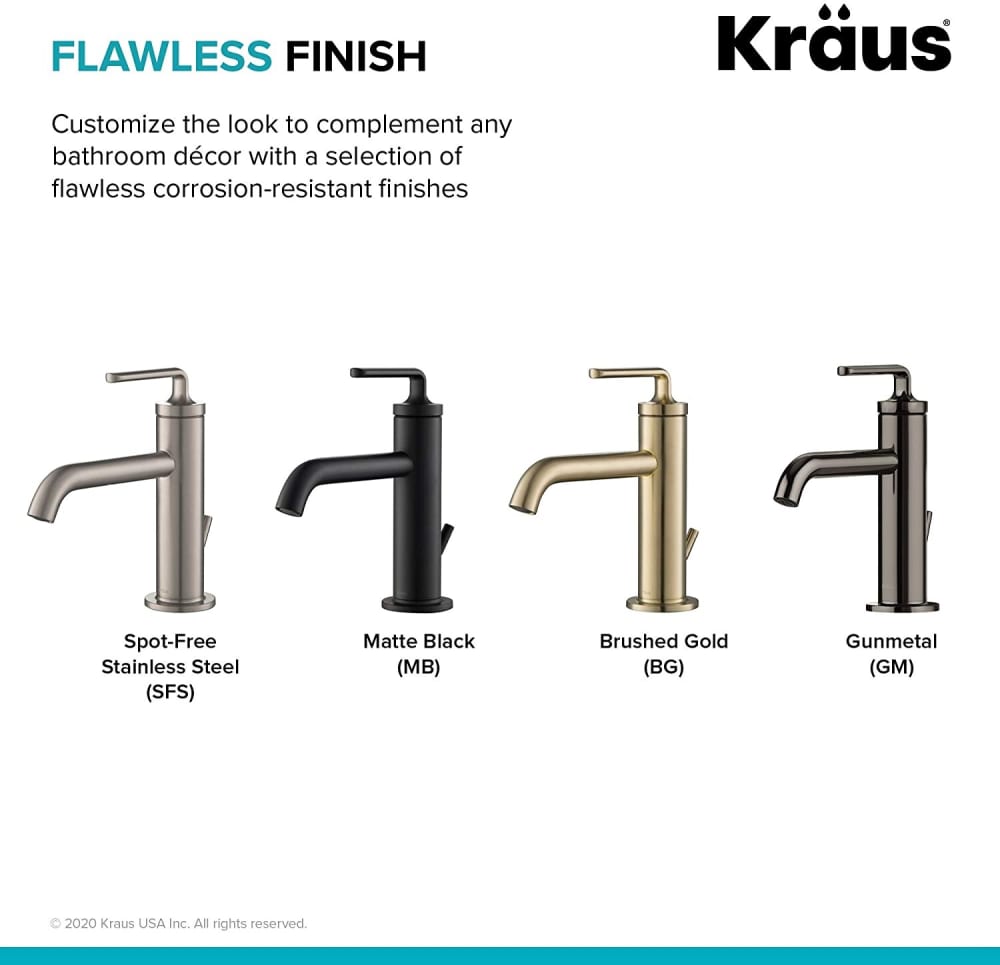 Kraus KBF1221SFS Single Handle Lever Basin Bathroom Faucet with 