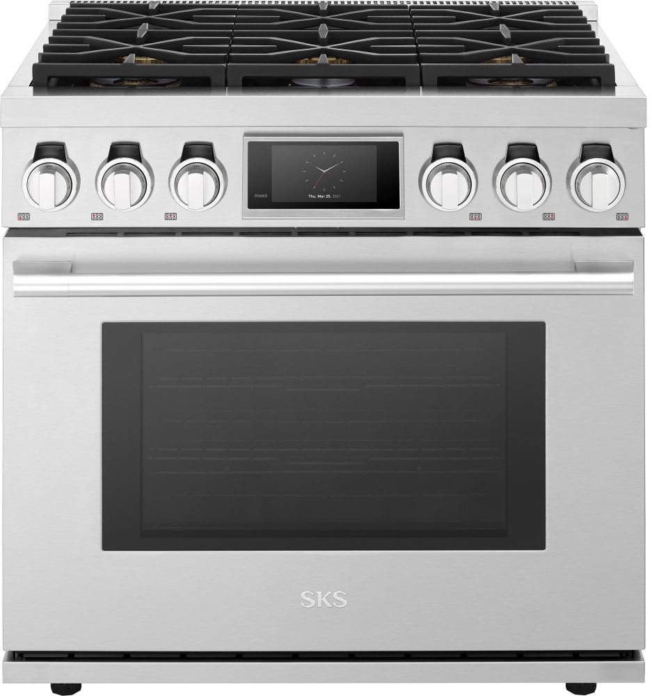 ☆*:.。. シズページ .。.:*☆ SKS SKSGR360S 36 Inch Freestanding Gas Pro Smart Range with 6