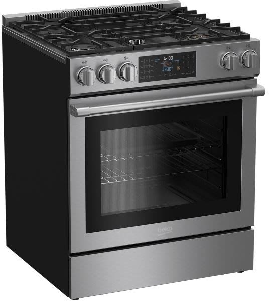 Beko SLGR30530SS 30 Inch SlideIn Gas Range with 5 Sealed Burners, 5.7 cu. ft. Total Oven