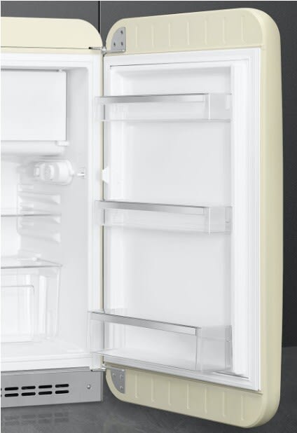 Smeg FAB10ULWH3 22 Inch Freestanding Compact Refrigerator with 4.31 Cu. Ft.  Capacity, 2 Glass Shelves, 1 Bottle Shelf, 37 dBA Noise Level, LED Internal  Light, Automatic Frost Free, and Energy Star Compliant: White, Left Hinge