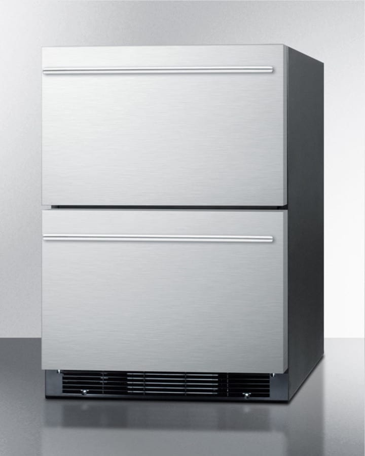 Summit SPRF2D5 24 Inch Undercounter Refrigerator and Freezer Drawers with Built-in Installation Capability, Professional Handles, Digital Temperature Control, Frost-Free Performance, Open Drawer Alarm and Interior Lighting: No Ice Maker