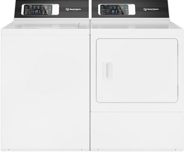 Speed Queen Sqwadrgwtr7 Side By Side Washer Dryer Set With Top Load Washer And Gas Dryer In White