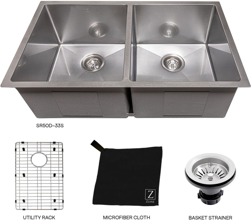 ZLINE SR50D33S Anton 33 Inch Undermount Double Bowl Stainless Steel