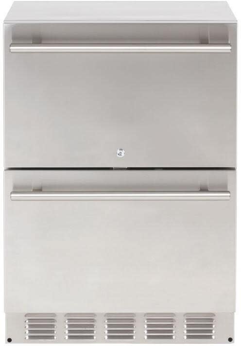 Sapphire SRD24OD 24 Inch Built-In Outdoor Double Drawer Refrigerator with 4.6 Cu. Ft. Capacity, Multifunction Capacitive Touch Control, Full LED Theater Lighting, Fan Assisted Cooling System, ETL Listed, and Star-K Certified