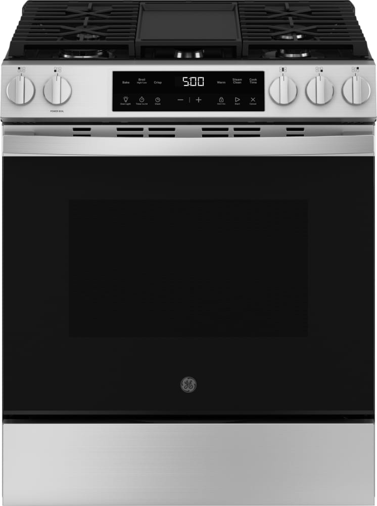 GE GGS500SVSS 30 Inch SlideIn Gas Range with 5 Sealed Burners, 5.3 cu