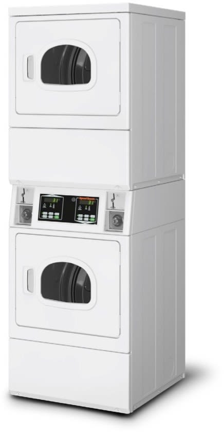 Speed Queen Ssencags153tw01 27 Inch Commercial Electric Stack Dryers With 18 Lb Capacity Large Door Opening Upfront Lint Filter Ada Compliant Design Durable Galvanized Steel Cylinder And High Efficiency Exhaust Blower Coin