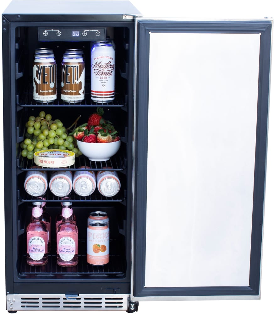Summerset SSRFR15S 15 Inch Freestanding/Built-In All Refrigerator with 3.2  Cu. Ft. Capacity, Digital Controller, Reversible Door, Door Lock,  Integrated Interior Lighting, Adjustable Leveling Legs, Auto Defrost, and  UL Certified: Stainless Steel