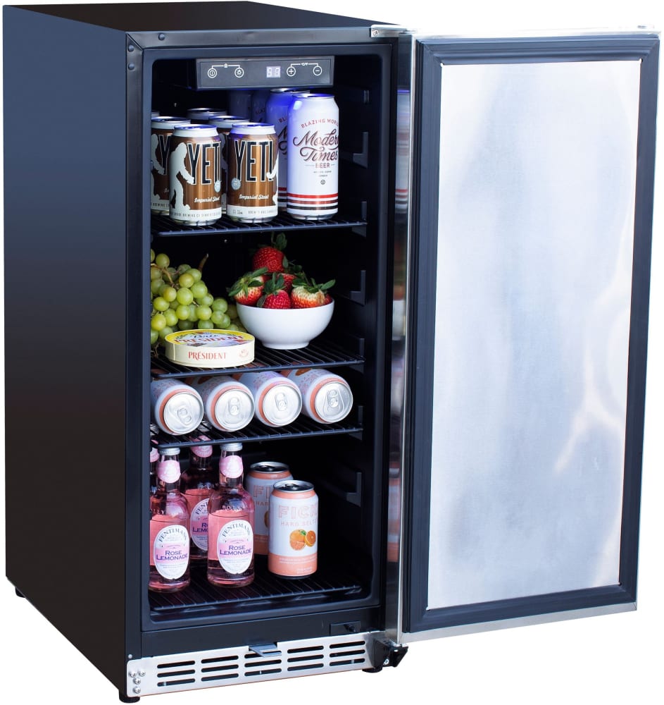 Summerset SSRFR15S 15 Inch Freestanding/Built-In All Refrigerator with 3.2  Cu. Ft. Capacity, Digital Controller, Reversible Door, Door Lock,  Integrated Interior Lighting, Adjustable Leveling Legs, Auto Defrost, and  UL Certified: Stainless Steel