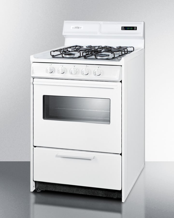 Summit WTM6307KSW 24 Inch Freestanding Gas Range with 4 Sealed Burners, 2.92 cu. ft. Capacity