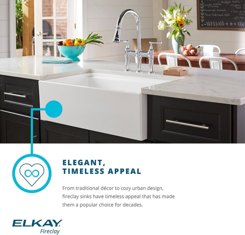 Elkay SWUF3320WH 33 Inch Farmhouse Double Bowl Kitchen Sink with