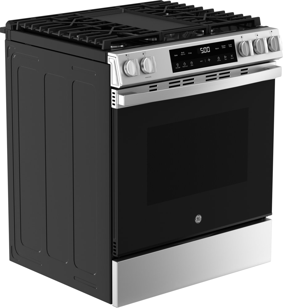 GE 30 in. 5.3 cu. ft. Oven Slide-In Gas Range with 5 Sealed Burners &  Griddle - Stainless Steel