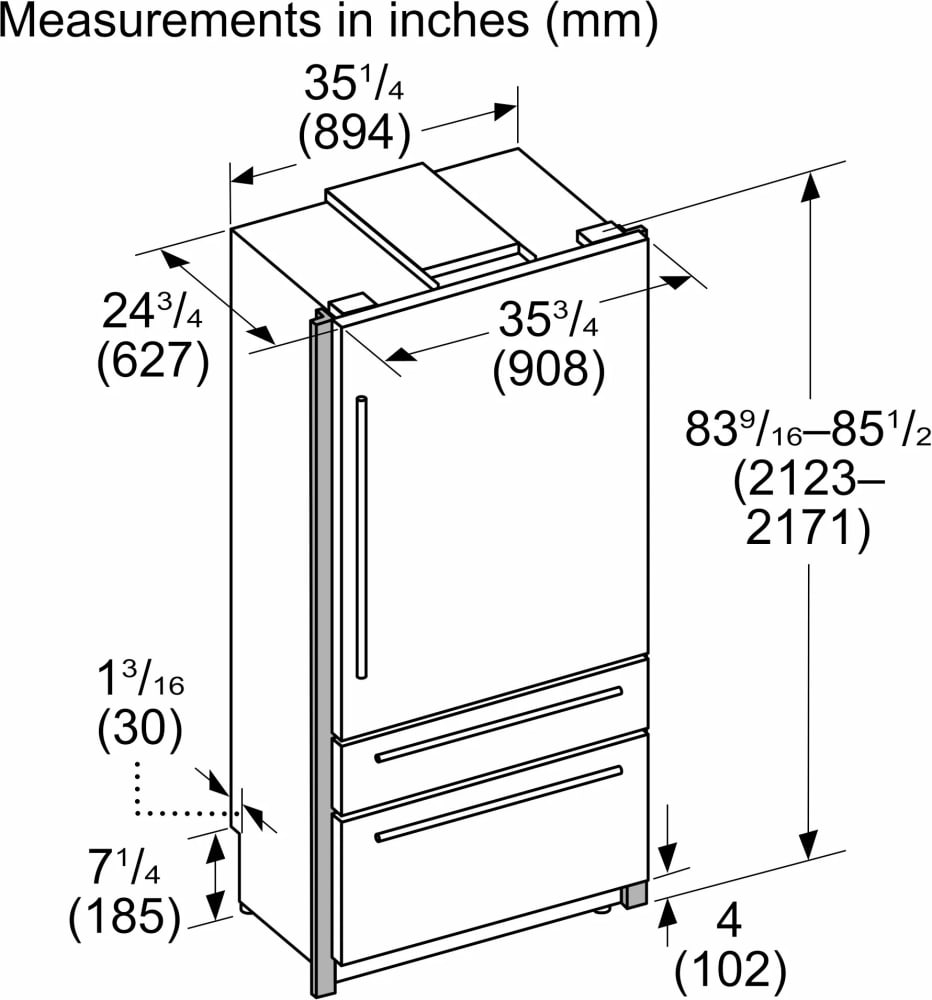Thermador T36BB110SS 36 Inch BuiltIn Bottom Mount Smart Refrigerator