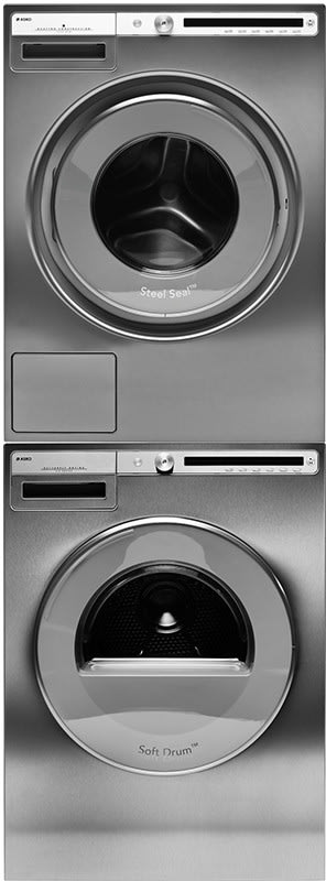 Asko ASWADRET41143 Stacked Washer & Dryer Set with Front Load Washer and Electric Dryer in Titanium