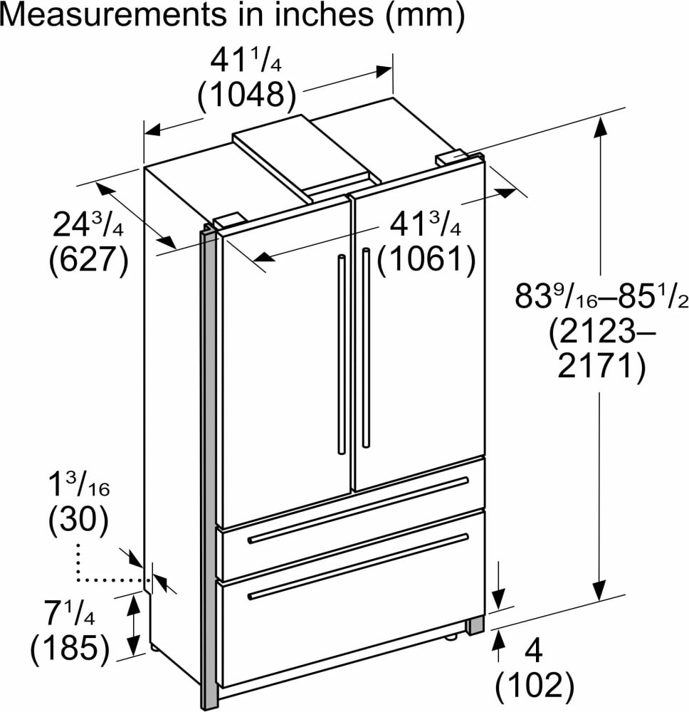 Thermador T42BT120NS 42 Inch BuiltIn 4Door French Door Smart