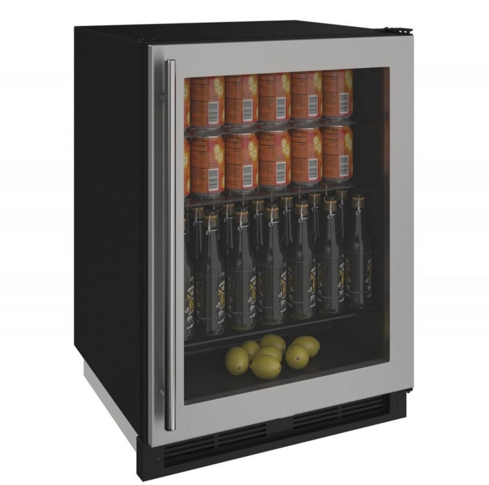 ULine U1224RGLS00A 24 Inch BuiltIn Compact Glass Door Refrigerator