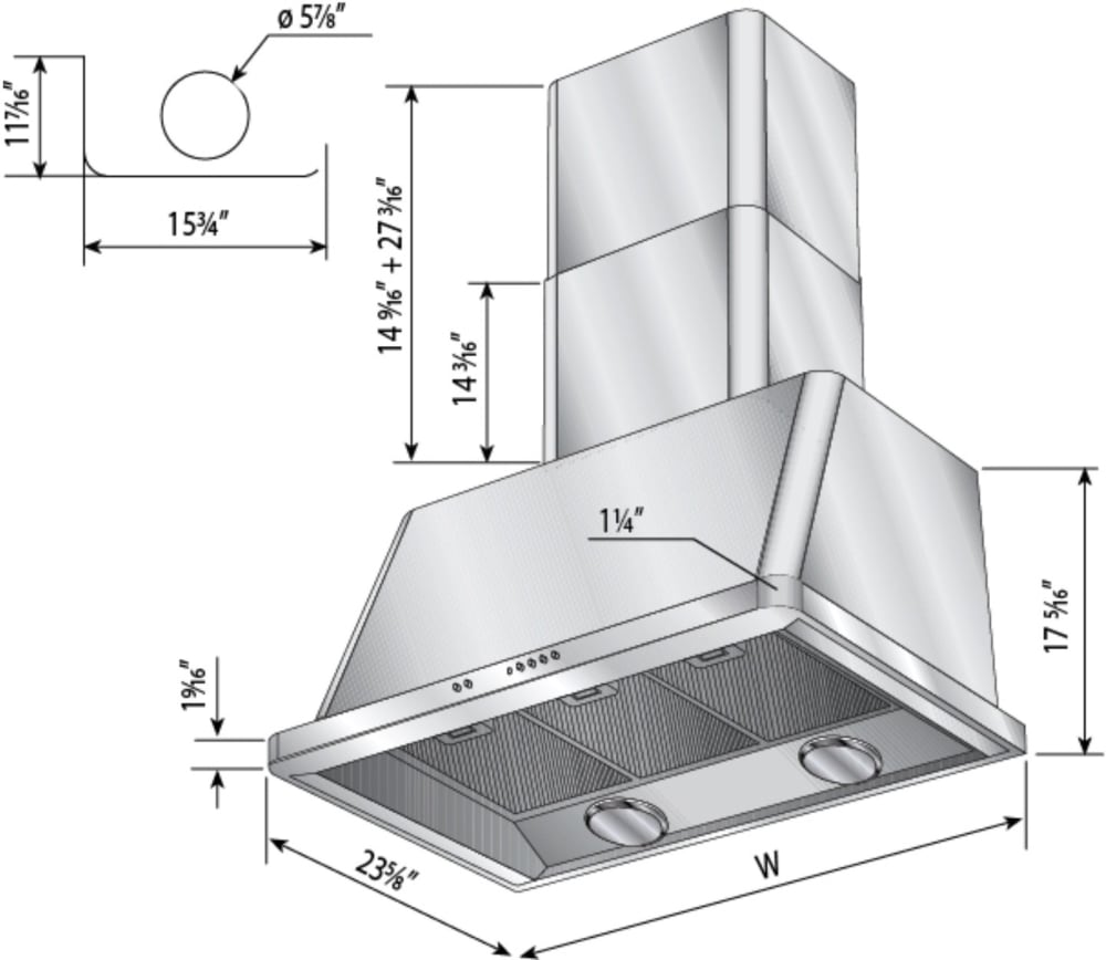 Ilve UAM100MG 40 Inch Wall Mount Range Hood with 4Speed/600 CFM Blower