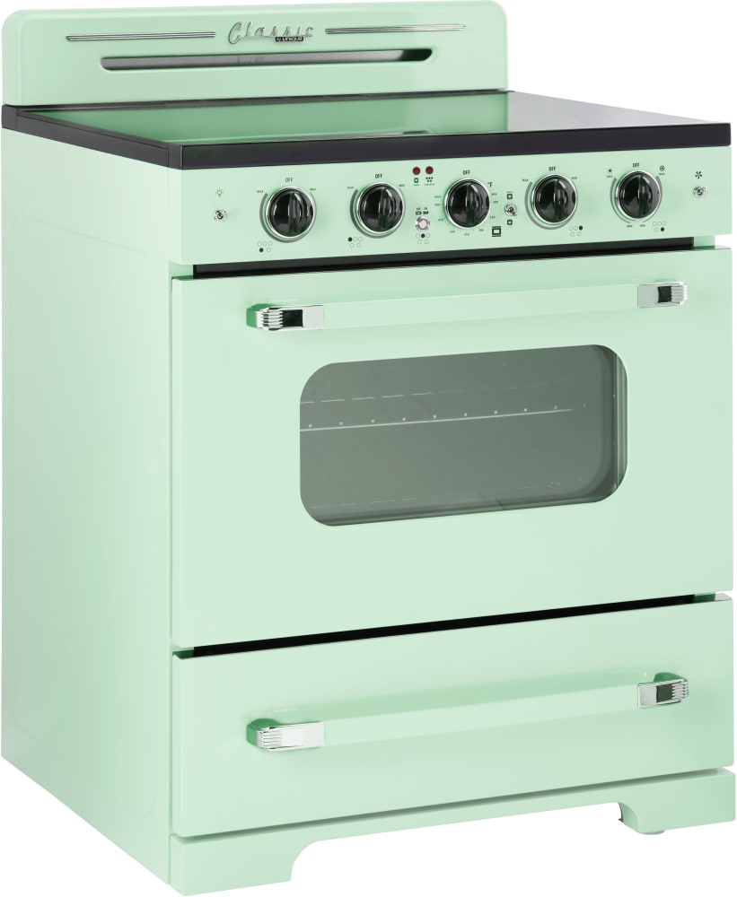 Unique Appliances UGP30CRECLG 30 Inch Freestanding Electric Range with 5  Elements, 3.9 cu. ft. Oven Capacity, Storage Drawer, Convection Oven, and  ETL Listed: Summer Mint Green