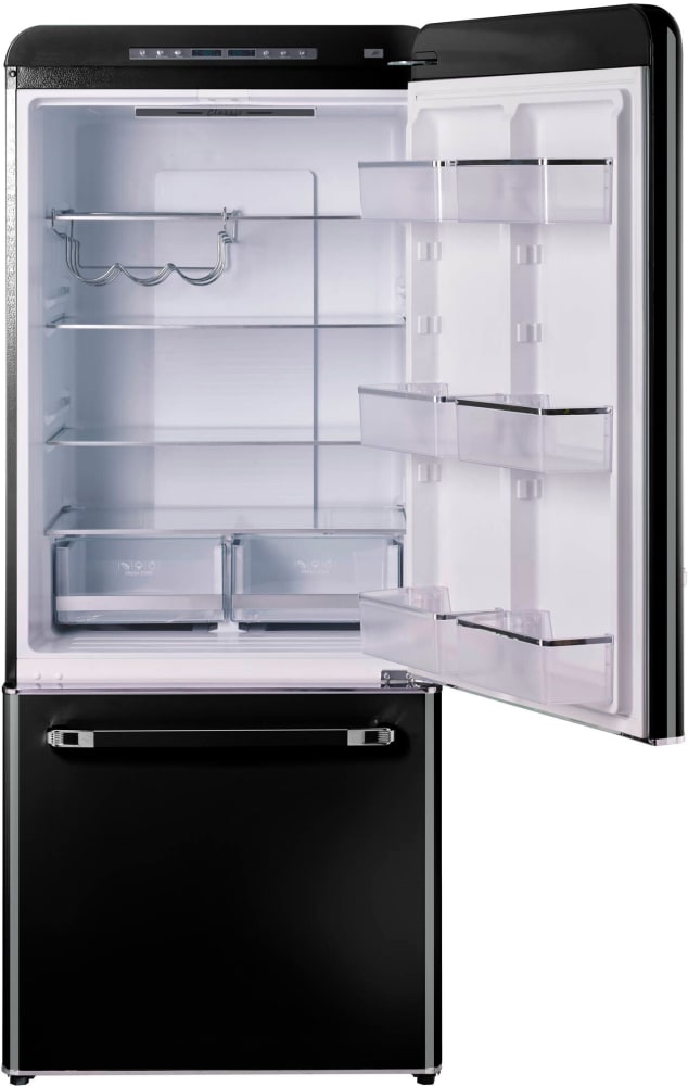 Unique Appliances UGP510LBAC 30 Inch Freestanding Bottom Mount Refrigerator  with 17.7 Cu. Ft. Total Capacity, Frost Free, Ice Maker, Door Alarm, LED  Internal Light, and ENERGY STAR Certified: Midnight Black