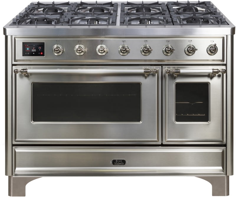 Ilve UM12FDNS3SSCLP 48 Inch Freestanding Dual Fuel Range with 8 Sealed