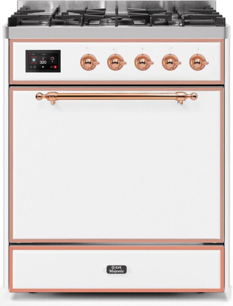 Ilve UM30DQNE3WHP 30 Inch Freestanding Dual Fuel Range with 5 Sealed ...